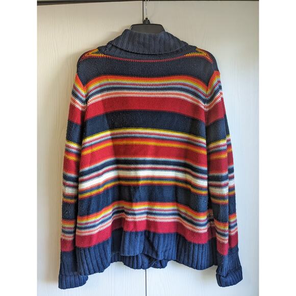 Vtg Faded Glory Women's Multicolored Striped Acrylic Button Front Cardigan Sz XL - Picture 2 of 4